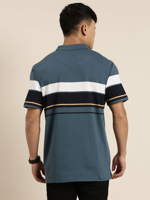 Blue Striped Polo T-shirt